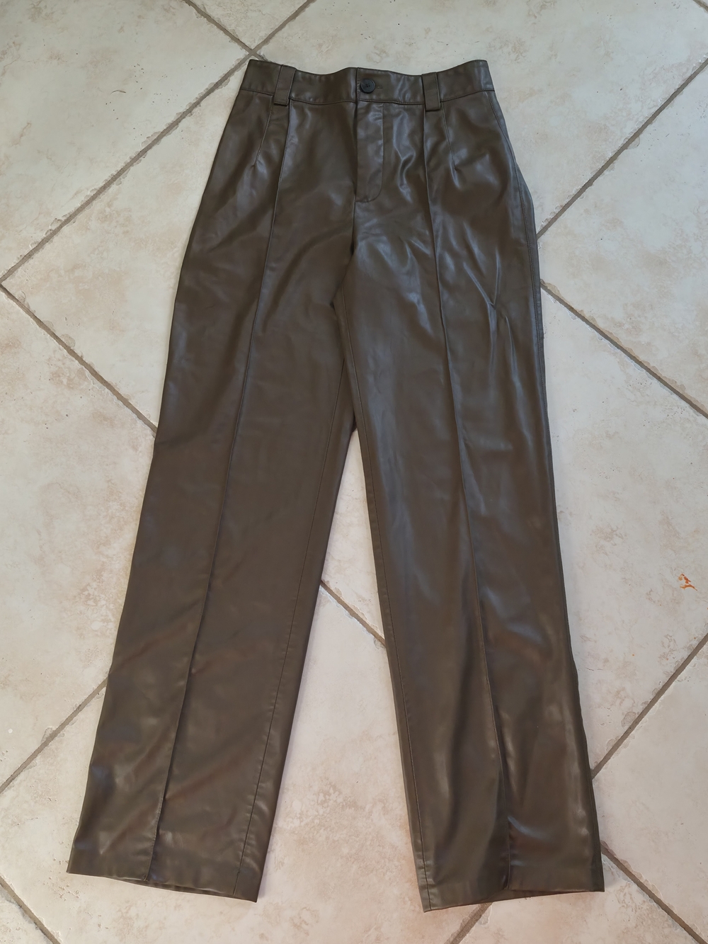 Zara Faux  Trousers in Dark Brown Size S